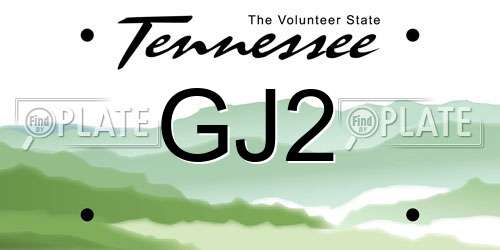 GJ2 Tennessee License Plate
