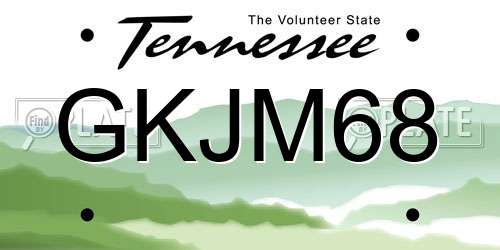 GKJM68 Tennessee License Plate