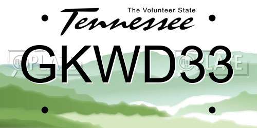 GKWD33 Tennessee License Plate
