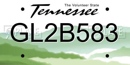 GL2B583 Tennessee License Plate