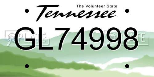 GL74998 Tennessee License Plate