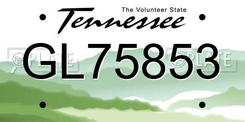 GL75853 Tennessee License Plate