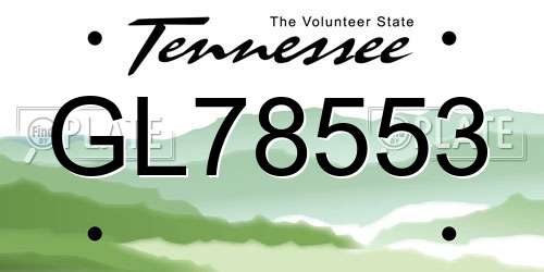 GL78553 Tennessee License Plate