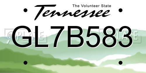 GL7B583 Tennessee License Plate