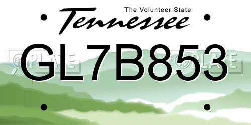 GL7B853 Tennessee License Plate