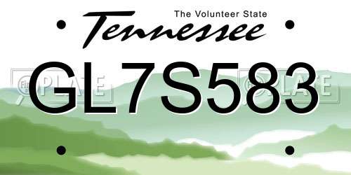GL7S583 Tennessee License Plate