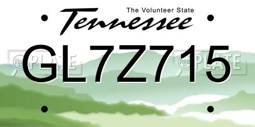 GL7Z715 Tennessee License Plate