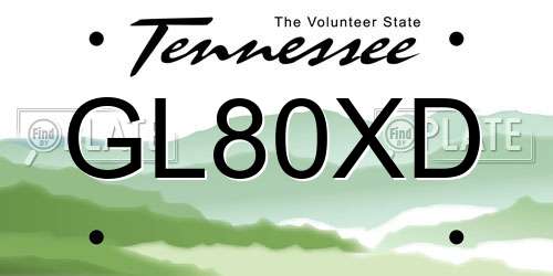 GL80XD Tennessee License Plate