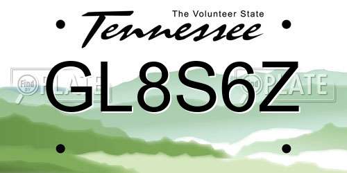 GL8S6Z Tennessee License Plate