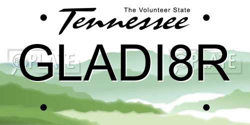 GLADI8R Tennessee License Plate