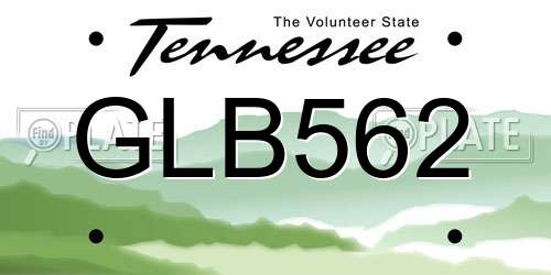 GLB562 Tennessee License Plate