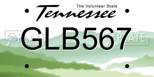 GLB567 Tennessee License Plate