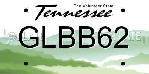 GLBB62 Tennessee License Plate