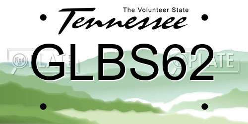 GLBS62 Tennessee License Plate