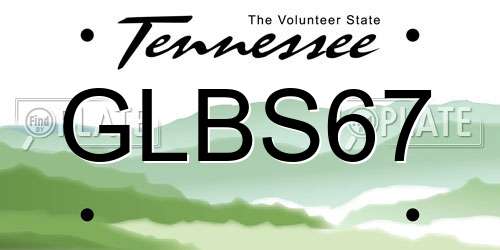 GLBS67 Tennessee License Plate