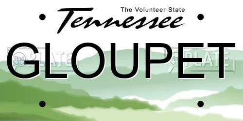 GLOUPET Tennessee License Plate