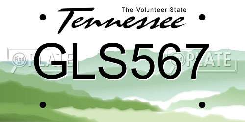 GLS567 Tennessee License Plate