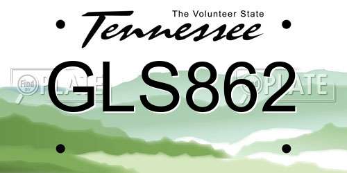 GLS862 Tennessee License Plate