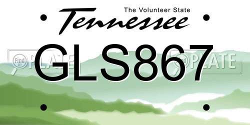 GLS867 Tennessee License Plate