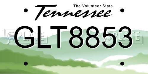 GLT8853 Tennessee License Plate