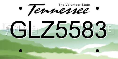 GLZ5583 Tennessee License Plate