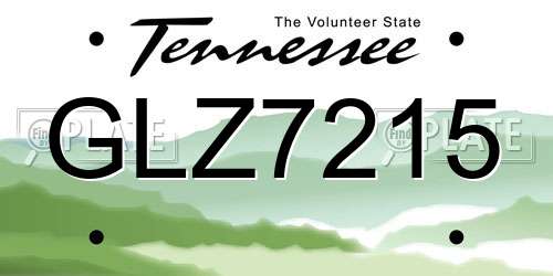 GLZ7215 Tennessee License Plate