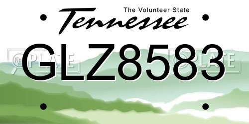 GLZ8583 Tennessee License Plate