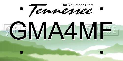 GMA4MF Tennessee License Plate