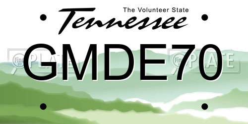 GMDE70 Tennessee License Plate