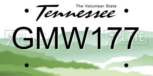 GMW177 Tennessee License Plate