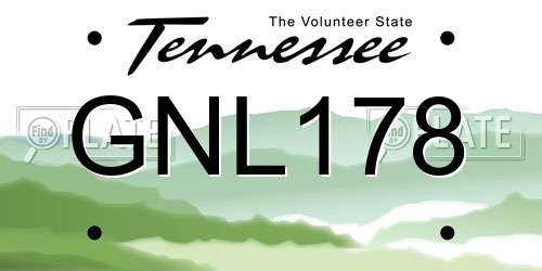 GNL178 Tennessee License Plate