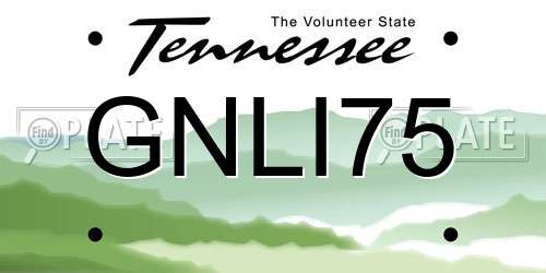 GNLI75 Tennessee License Plate