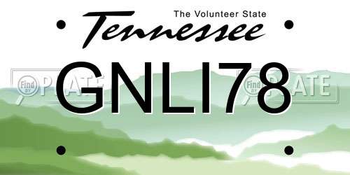 GNLI78 Tennessee License Plate