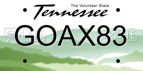 GOAX83 Tennessee License Plate