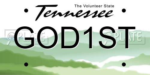 GOD1ST Tennessee License Plate