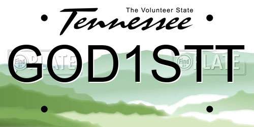 GOD1STT Tennessee License Plate