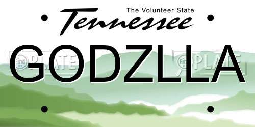 GODZLLA Tennessee License Plate