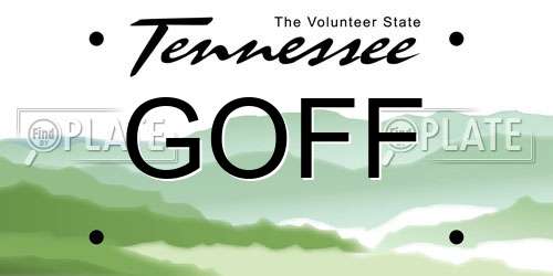 GOFF Tennessee License Plate