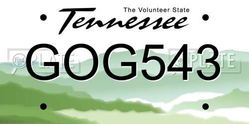 GOG543 Tennessee License Plate