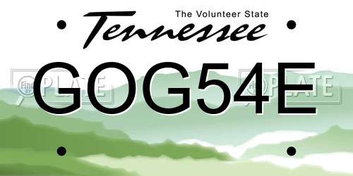 GOG54E Tennessee License Plate