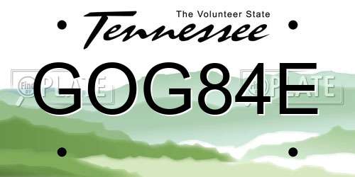 GOG84E Tennessee License Plate