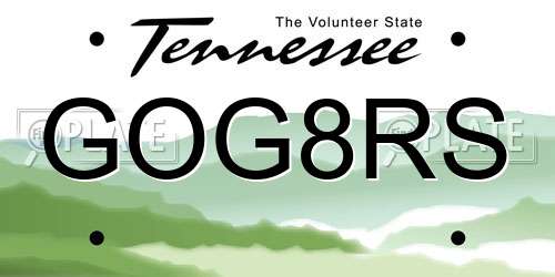 GOG8RS Tennessee License Plate