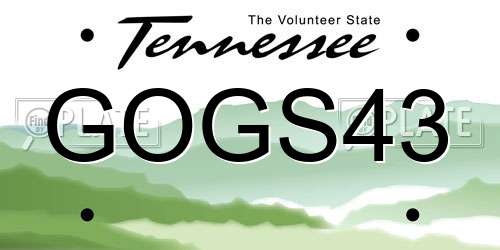 GOGS43 Tennessee License Plate