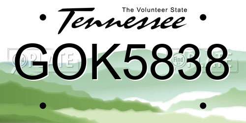 GOK5838 Tennessee License Plate