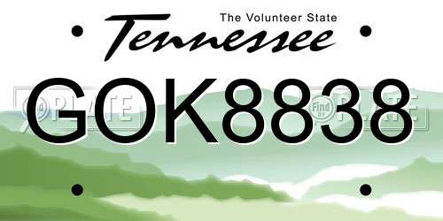GOK8838 Tennessee License Plate