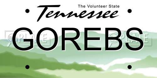 GOREBS Tennessee License Plate