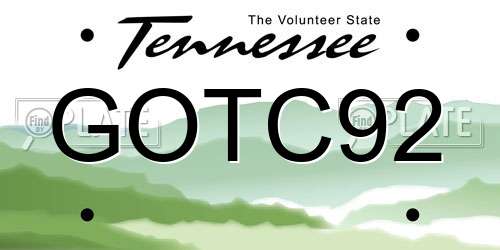 GOTC92 Tennessee License Plate