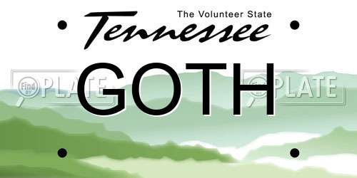 GOTH Tennessee License Plate