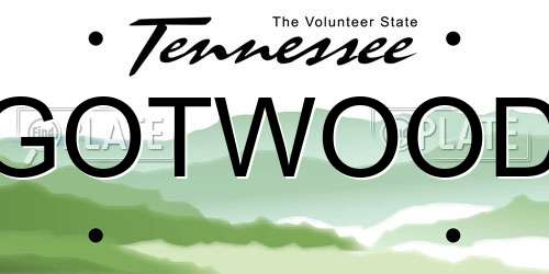 GOTWOOD Tennessee License Plate