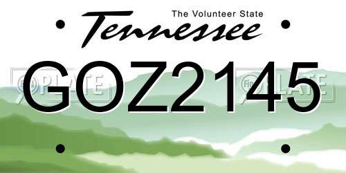 GOZ2145 Tennessee License Plate